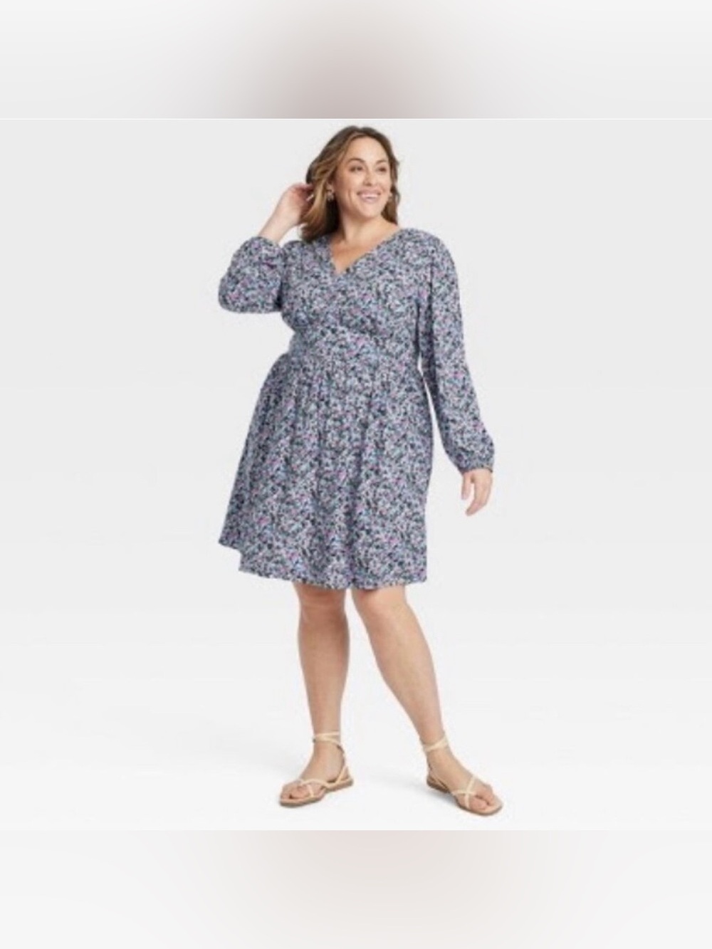 NWT Ava&Viv Floral Long Sleeve Dress size 3XL